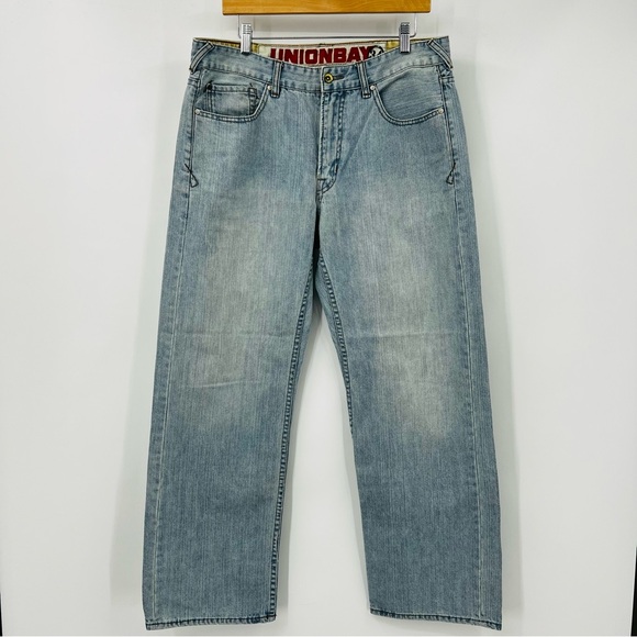Vintage UNIONBAY Jeans 34x30 Light Blue Carpenter Baggy Wide Leg Loose 90s Y2K - Picture 1 of 5